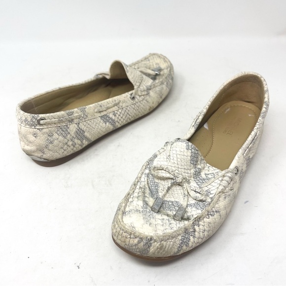 Michael Kors Women's Sutton Moc Flats Shoes Python Leather Natural Size 8 M - Picture 3 of 8